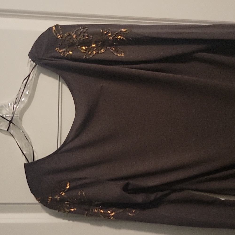 JLo brown sequence blouse